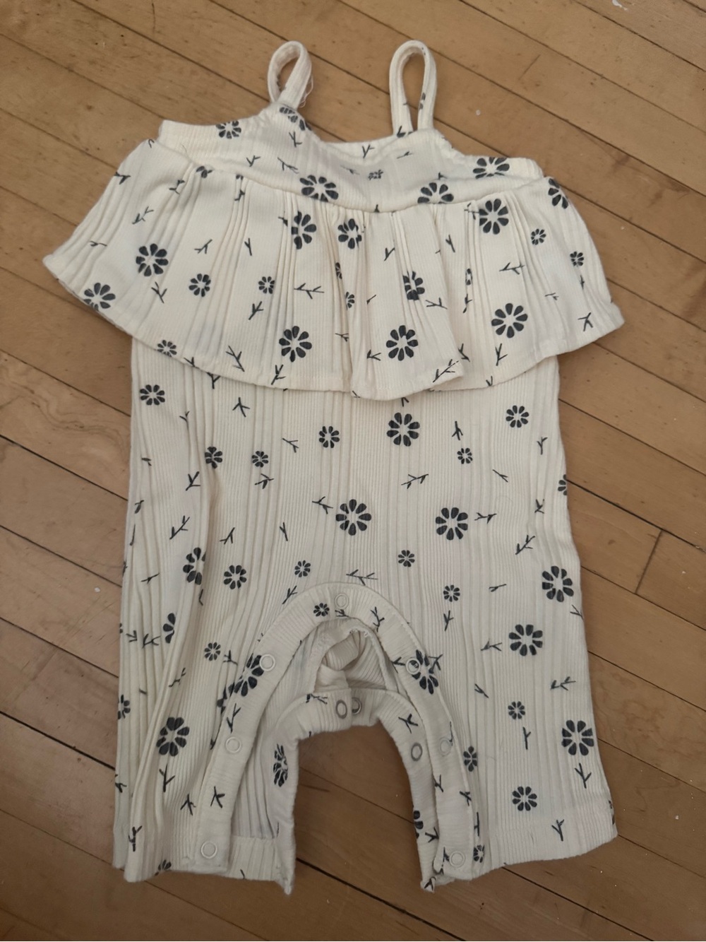 Cream Floral Ruffle Baby One-Piece Bodysuit